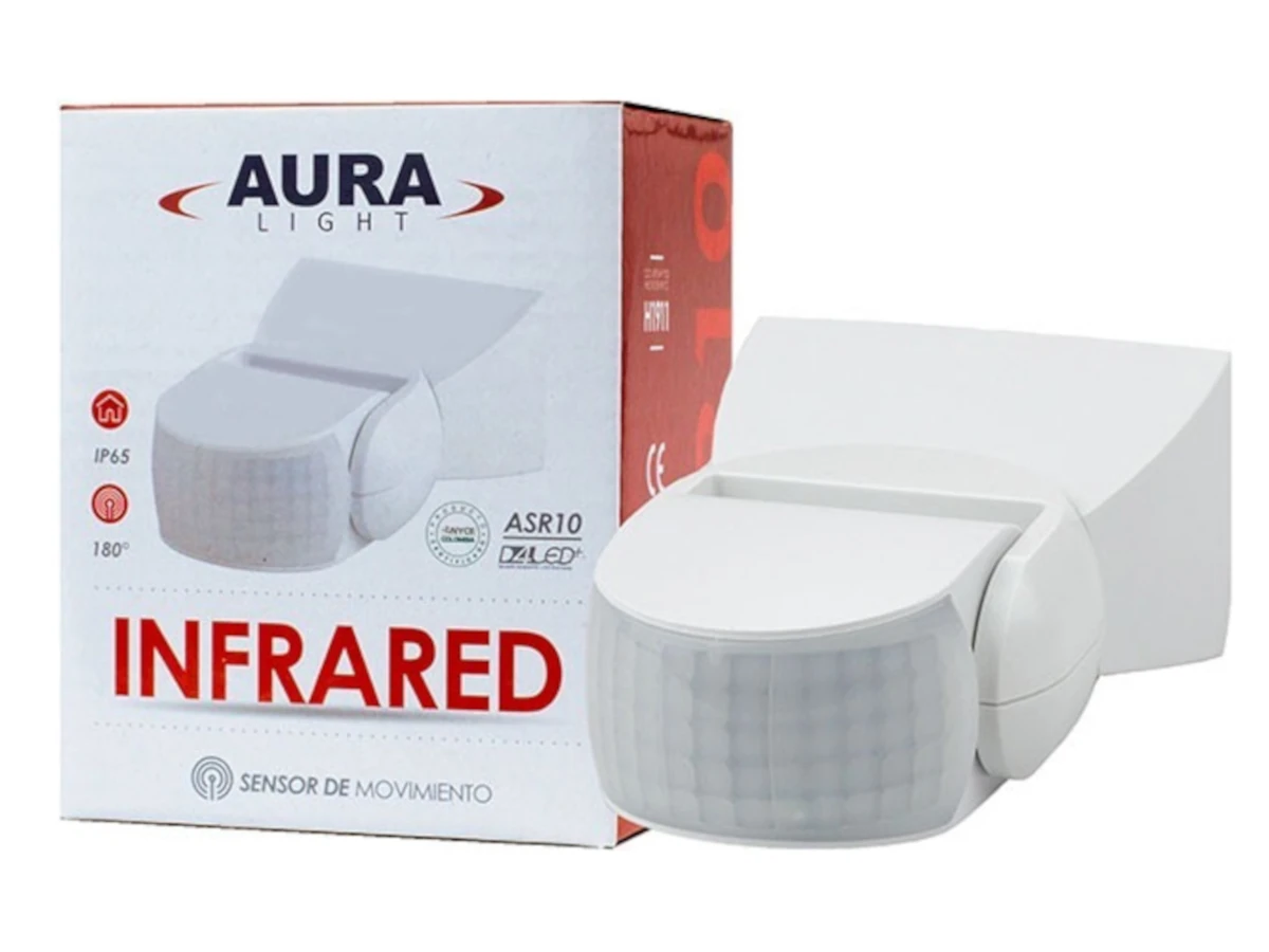 Sensor De Movimiento Infrarrojo 180° Asr10 Aura Light