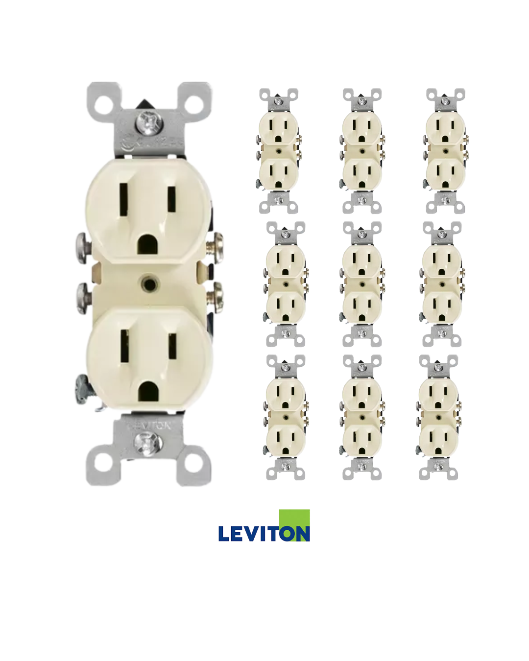 Toma Leviton 15A con Polo a Tierra Beige caja x 10