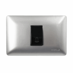 Pulsador Timbre Sencillo Plateado/Negro | Enerlux