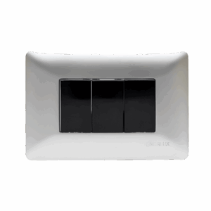 Interruptor Triple Conmutable Plateado/Negro | Enerlux